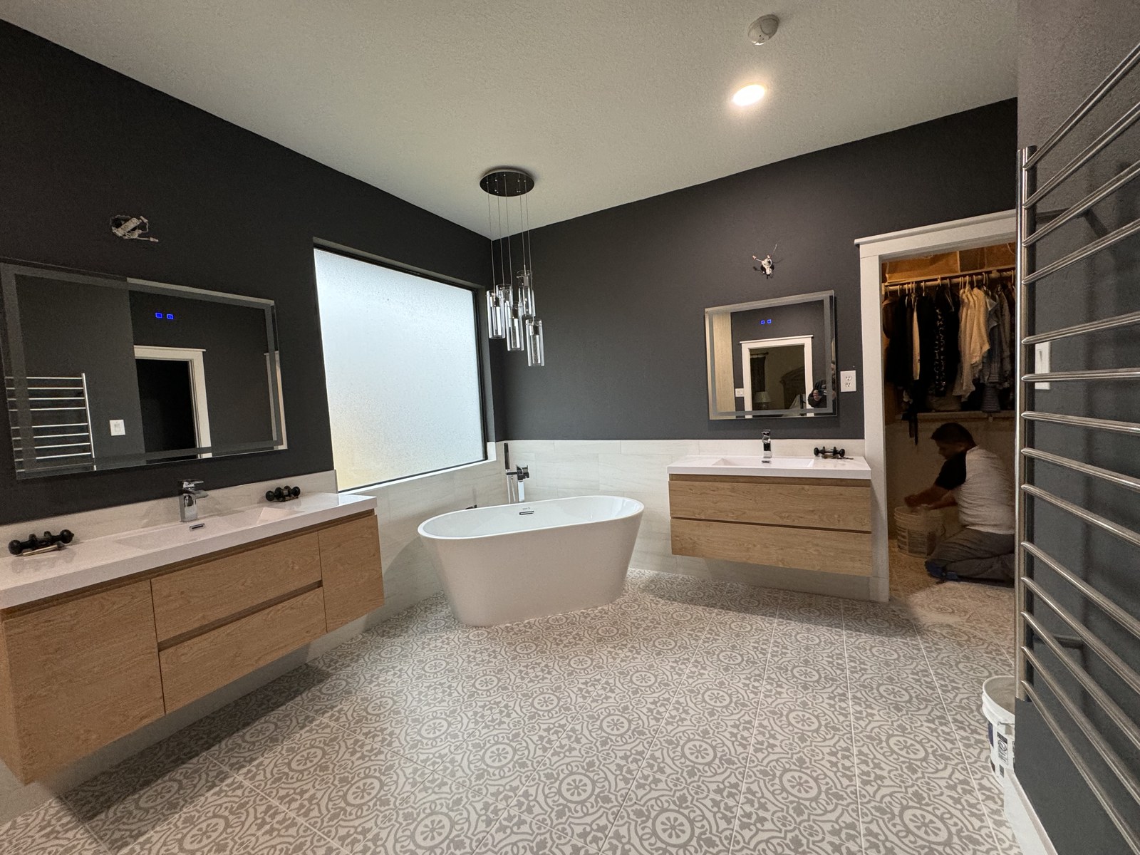 Primary bathroom with freestanding tub